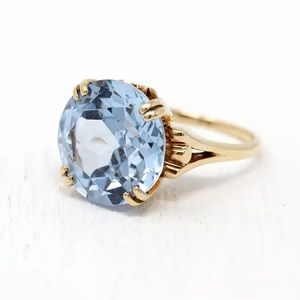 New Blue Shiny Faux Zircon Ring #8 Chic Wedding bride princess Engagement Golden